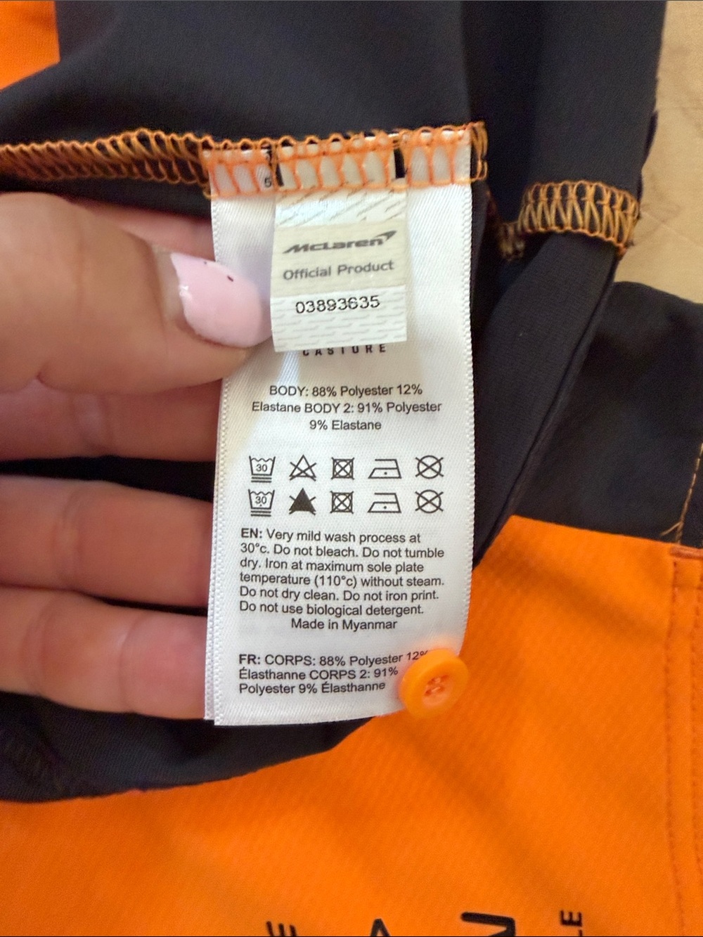 McLaren Youth Large Orange & Black Racing Polo Shirt - Picture 6 of 6